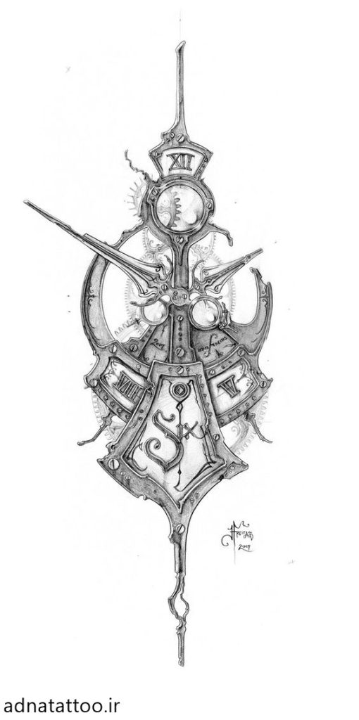 compass and clock tattoo idea